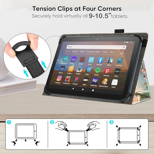 Universal 10 10.1 Inch Android Tablet Case,Slim Folding Stand Cover for All 9"-10.5" Touchscreen Tablet Case with Stylus Pen Holder,Flower Cat - color: Flower Cat
