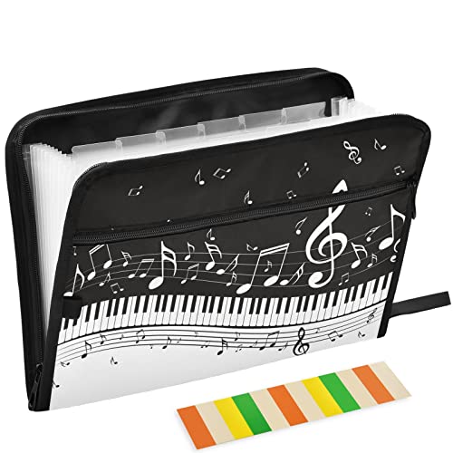 Music Note 13 Pockets Expanding File Folder with Sticky Labels Accordion File Folder Document Organizer Letter Size A4 Papers Expandable File Keeper Black - color: Multicolor 7