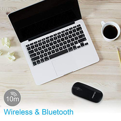 FENIFOX Wireless Bluetooth Mouse, Ultra-Thin Flat and Slim Silent USB-C Rechargeable Travel Mini Portable Mouse for Mac iPad Laptop MacBook Tablet Chromebook - Black - color: Black
