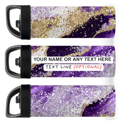 Custom Leakproof Water Bottle 20oz| Gym Tumblers| Running Cup| Adult Tumbler| Marble Sport Bottle (Purple) - color: Purple