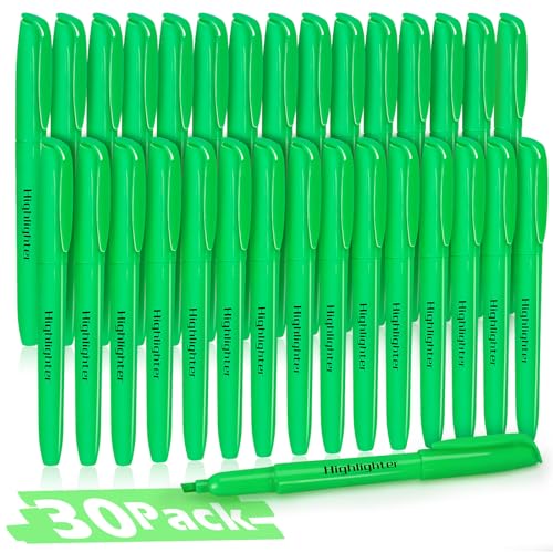 Duchong Highlighters, 30 Packs Green Highlighter Bright Colors Bulk, Chisel Tip Dry-Quickly No Bleed Highlighter Markers for Adults Kids, Office Classroom Must Have, School Supplies for Teachers - color: Green