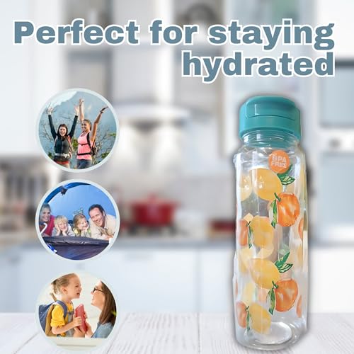 LSANDM (1) Lemons Printed Design Water Bottle 30 fl oz BPA-Free for Home Kitchen Office Travel School Camping Outdoor Indoor Beverages Drinking Drinkware Holiday Christmas Party Favor Gift Supplies