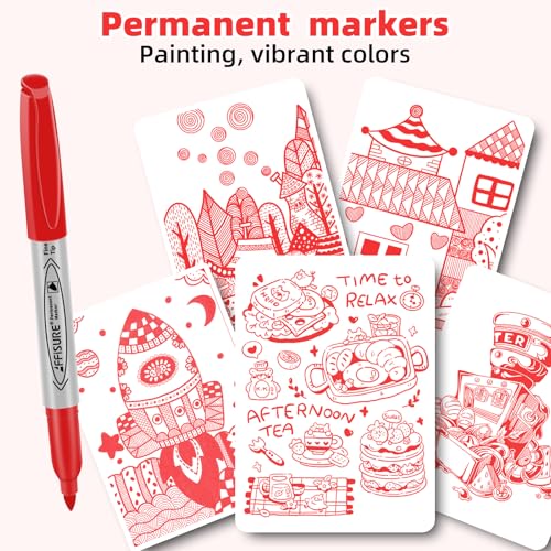 Red Permanent Marker, Fine Point Markers Quick Drying, Fade Resistant, No Smear, Waterproof, Smudge-Proof, Classroom Home Office Supplies, on Paper, Glass, Plastic, Metal, Wood, 18 Pack - color: red