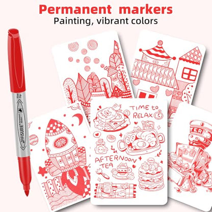 Red Permanent Marker, Fine Point Markers Quick Drying, Fade Resistant, No Smear, Waterproof, Smudge-Proof, Classroom Home Office Supplies, on Paper, Glass, Plastic, Metal, Wood, 18 Pack - color: red