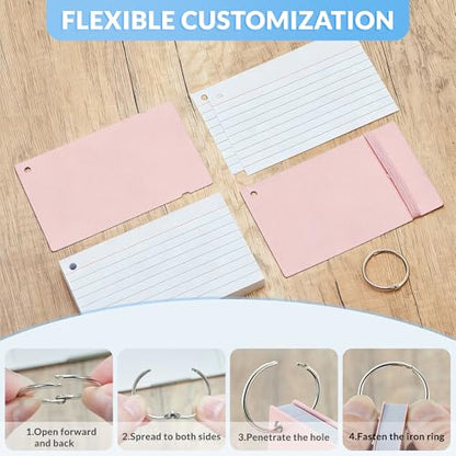 NEEWAY Ruled Index Cards with Ring 3x5 Inches, 200 Count Note Cards Lined, Flash Cards with Rings for Studying, Home and Office (Light Pink) - color: Light Pink