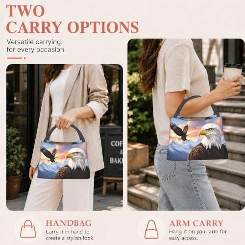 Lunch Box for Women,Bald Eagle Insulated Lunch Bag,Mountain Leakproof Thermal Insulation Cooler Tote Bags for Teacher Nurse Kids School Work Picnic - color: Bald Eagle