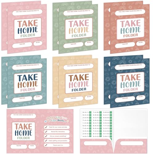 12PCS Homework Folders with 2 Pocket Back to School Take Home Folders Bulk for Students Letter Size Boho Classwork Organizer for Home Office Teachers Educational Supply 9.45 x 12.2 Inch - style: Boho