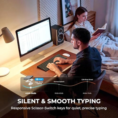 iClever BK10 SE Bluetooth Keyboard for Mac, Multi-Device Wireless Keyboard with Numeric Keypad, Standard Full Size Keys, USB-C Rechargeable, Compatible with Windows, macOS, iPadOS, Android (Black) - color: Black