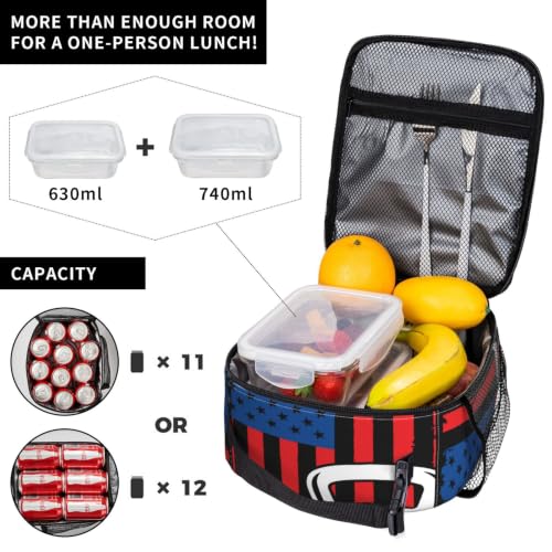 Kettlebell Fitness American Flag Lunch Bag 10In | Insulated Lunch Box Reusable Tote Bag For Picnic Office For Women Men - color: Style 5