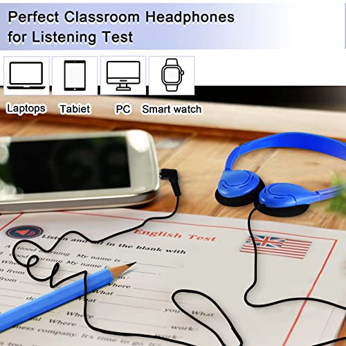 Yunsailing 30 Pack Bulk Over Ear Headphones Set On Ear Headsets Earphones with Adjustable Headband and 3.5mm Plug for Group Learning, Computer Lab, Library, Online Lesson (Retro Color) - color: Retro Colors