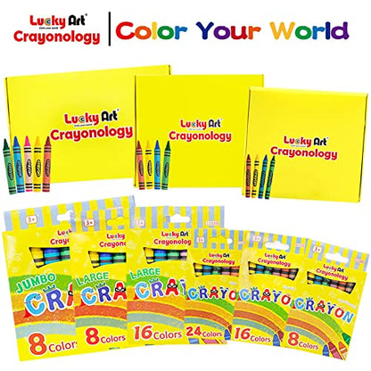 Lucky Art 20 Sets of 5 Packs (100 count) Jumbo Size Crayons - Mini Crayon Packs Non-Toxic; Crayons in bulk for Kids Party Favors, School Supplies for Teachers & Travel - size: Jumbo, style: 20 Sets (100 Counts)