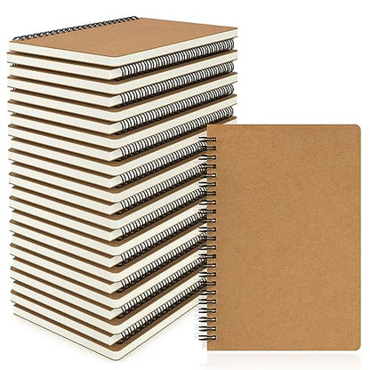 EUSOAR Hardcover Lined Notebook, A5 24 Packs 5.5" x 8.3" 120 Pages Lined Travel Writing Notebooks Journal, Memo Notepad Sketchbook, Students College Office Business Subject Diary Ruled Book Journal - color: Kraft, size: 24 Packs