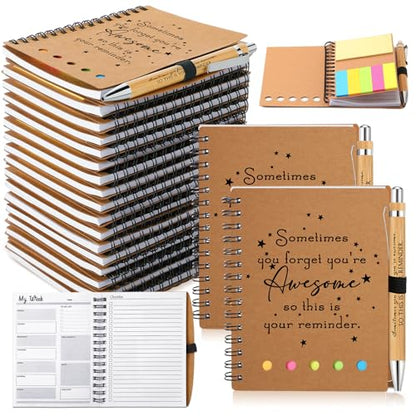 10 Sets Inspirational Notebooks Bulk Back to School Spiral Notebook with Notepad and Bamboo Pen Team Appreciation Gift for Office Teacher Employee Social Worker Student (Sometimes You Forget) - style: Sometimes You Forget
