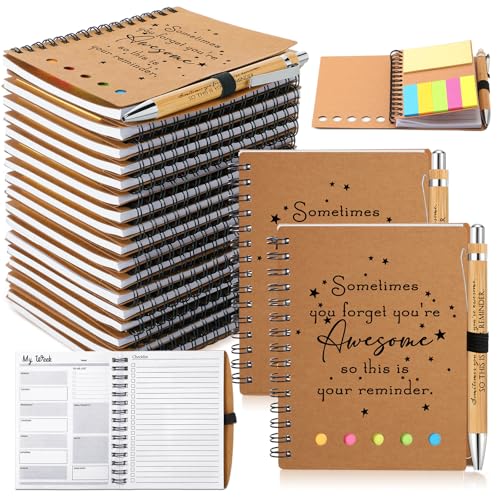 10 Sets Inspirational Notebooks Bulk Back to School Spiral Notebook with Notepad and Bamboo Pen Team Appreciation Gift for Office Teacher Employee Social Worker Student (Sometimes You Forget) - style: Sometimes You Forget