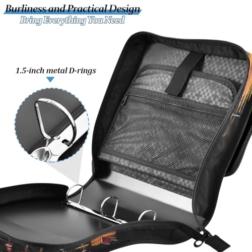 3 Ring Zipper Binder Sunflower Dream Catcher Binders Bag with Shoulder Strap 500 Sheets Paper Organizer Trapper Keeper Documents Storage File Folder for School Office - color: A1189