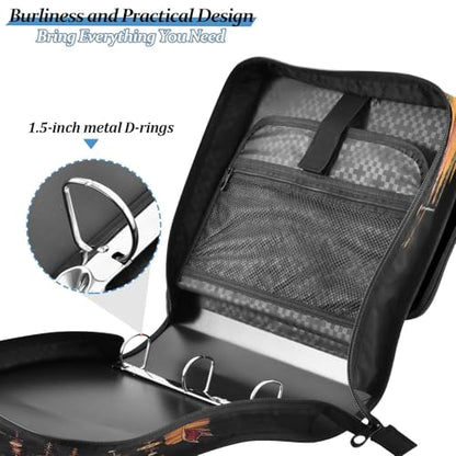 3 Ring Zipper Binder Sunflower Dream Catcher Binders Bag with Shoulder Strap 500 Sheets Paper Organizer Trapper Keeper Documents Storage File Folder for School Office - color: A1189