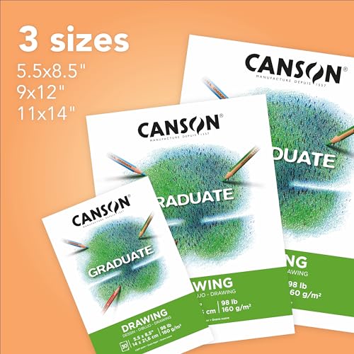 Canson Graduate Drawing Pad, Foldover, 5.5x8.5 inch, 30 Sheets | Artist Paper for Adults and Students - Drawing, Sketching and Art Journaling - color: White Paper, size: 5.5x8.5 inch