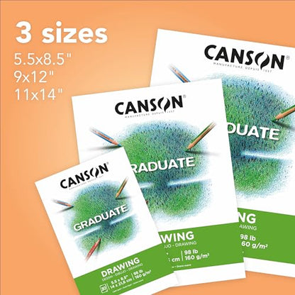 Canson Graduate Drawing Pad, Foldover, 5.5x8.5 inch, 30 Sheets | Artist Paper for Adults and Students - Drawing, Sketching and Art Journaling - color: White Paper, size: 5.5x8.5 inch