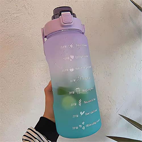 ASkinds 64oz Large Capacity Sports Water Bottles with Straw, Motivational Water Bottle with Time Marker & Bouncing Straw for Men Women Student to Office Gym Workout Travel Long Distance(2000ml)
