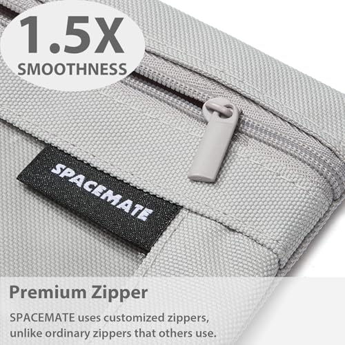 SPACEMATE Binder Pencil Pouch Case Box Bag for 3 Ring Binder School Supplies Girls Boys Kids, Clear Preppy Stuff Large Aesthetic Pen Organizer, Back to College Stationary, 1 Pack, Gray - color: Gray
