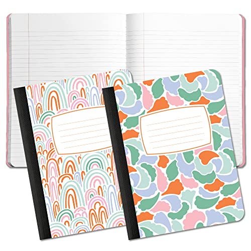 Studio Oh! Composition Notebook Duo 2 Pack, 7.5" x 9.75", Back to School Supplies & Cute College Essentials, Aesthetic Notebook for School, 160 Page Lined Paper, 70 GSM Paper Wt., Rainbow Abstract - color: Rainbow Abstract