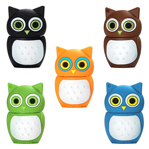 BorlterClamp USB Flash Drive with Cute Colorful Owl Pattern 16GB Pack of 5 Pcs USB Drive Thumb Drive Gift for Students and Children - color: Colorful Owl Pattern 16GB*5