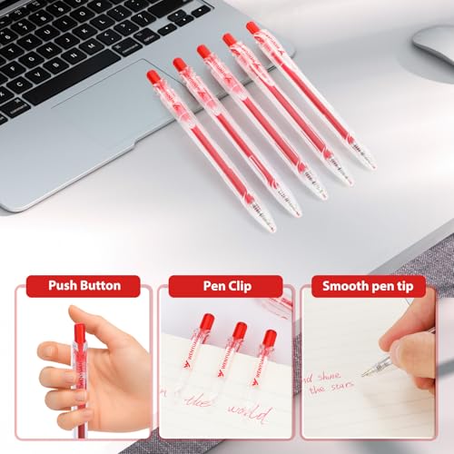 WY WENYUAN 12 Pack Red Gel Pens, 1.0mm Bold Point Smooth Writing Pens for Teachers & Students, Quick Dry Smudge-Free Ink Pens for Grading, Editing, Note Taking, Journaling & Office Marking - color: Red