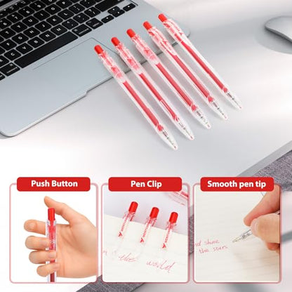 WY WENYUAN 12 Pack Red Gel Pens, 1.0mm Bold Point Smooth Writing Pens for Teachers & Students, Quick Dry Smudge-Free Ink Pens for Grading, Editing, Note Taking, Journaling & Office Marking - color: Red