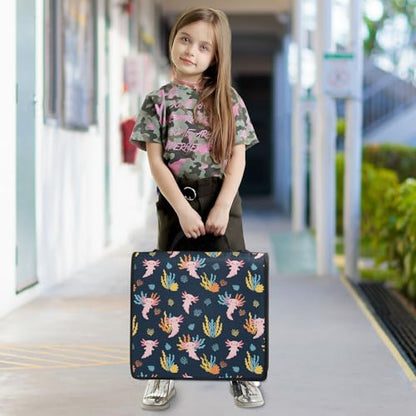 Zipper Binder Bag 3 Ring File Folder Portfolio Organizer Zippered Binder Bags with Strap Fits Laptop Women Men - color: Multi-cartoon Salamander