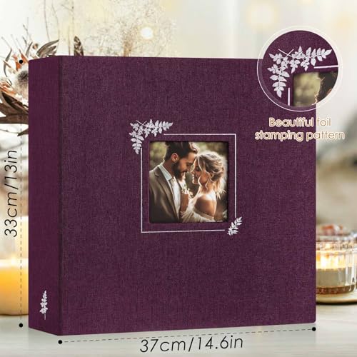 Lanpn Scrapbook Photo Album 12x12, Linen Window Design Cover Top Load 3 Ring Folder Binder Photobook Photo Book 12 x 12 inch with 30 Plastic Sleeves 60 Pages Purple - color: Purple, size: 12x12"