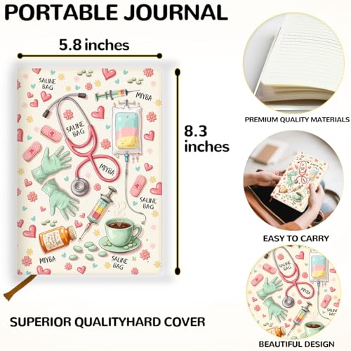 Lovdazzles Pretty Leather Lined Journal Medical Assistant Notebook 200 Pages A5 Ruled Journaling Notebooks, Ma Gifts for Women, Ma Notebook Medical Journal nurses day gift(5.8 x 8.3) - color: Multi 1710