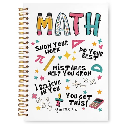 JUDFNCDE Funny Math Teacher Spiral Notebook 5.5 x 8.3 for Work Study, Teacher Thank You Appreciation Gifts, Math Lover Gifts Hardcover Notebook Journal for Women - color: Math -