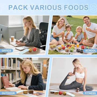 Snack Pack Containers for Kids, 10 Pack Reusable Snack Containers with Lids, 2 Compartment Small Bento Snack Box, BPA-Free, Lunchbox Accessories for Travel - color: 10 Pack Light Blue
