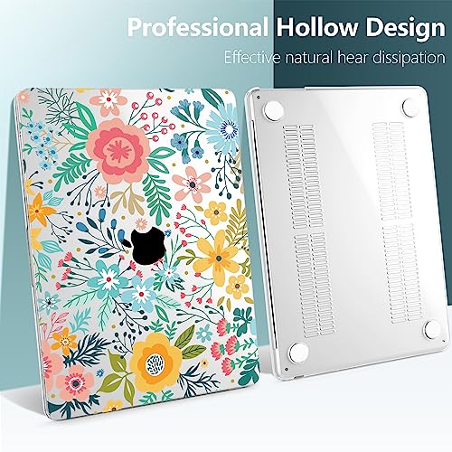 TWOLSKOO for MacBook Air 13 inch Case M5 2026 M4 2025 M3 M2 2024-2022 A3449 A3240 A3113 A2681, Plastic Hard Shell & Keyboard Cover & Screen Film for MacBook Air 13.6 inch Case, Abstract Flower - color: Abstract Flower