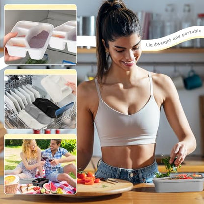 Honeydak 5 Pack Snack Containers 4 Compartment Bento Snack Boxes Reusable Lunchable Containers with Lids Divided Meal Prep Lunch Food Storage Box for School Work Travel(Black and White Ombre,Mixed) - color: Black and White Ombre, style: Mixed