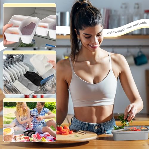 Honeydak 5 Pack Snack Containers 4 Compartment Bento Snack Boxes Reusable Lunchable Containers with Lids Divided Meal Prep Lunch Food Storage Box for School Work Travel(Black and White Ombre,Mixed) - color: Black and White Ombre, style: Mixed
