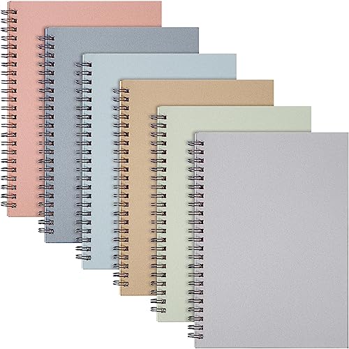 Fuutreo 6 Pack B5 Spiral Notebooks 10.5 x 7.45 Inch College Ruled Aesthetic Journal Kraft Hardcover 70 Sheets (140 Pages) Spiral Notebook for Office Students Work Journaling(Pastel,Morandi) - color: Pastel