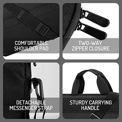 15.6-16 Inch Laptop Sleeve Shoulder Bag Notebook Chromebook Computer Carrying Case Compatible with 15.6 inch Acer Asus Dell HP Thinkpad, Black - color: Black, size: 15.6"-16"