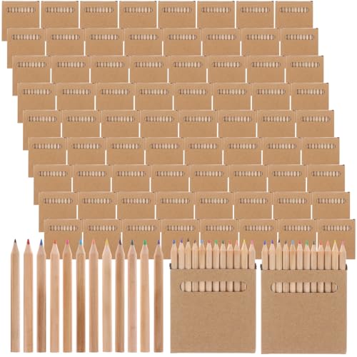 900Pcs/75 Boxs Colored Pencils Bulk Mini Drawing Pencils Set for Kids, 3.5inch Short Fat Color Pencils for Adult Coloring Books, Classroom School Drawing Birthday Wedding Party Favors, 12-Color