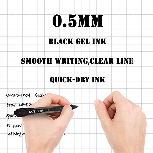 30 Pack Black Fine Point Gel Pens, No Smudge, Retractable, 0.5MM, Black Ink - color: black