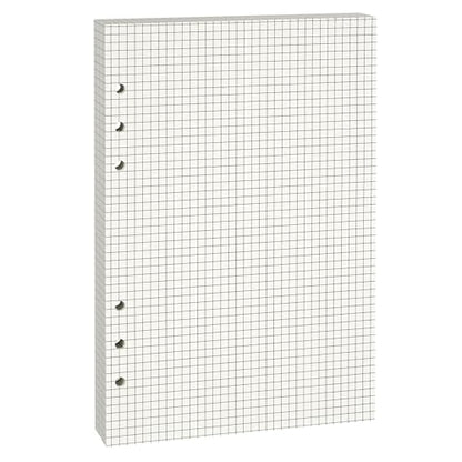 Beige A5 6-Hole Grid-Ruled Loose Leaf Refill Paper(Pre-Punched) Fits A5 6-Ring Binder, 100GSM Thick No Bleed-through Sheets, Double Sided Writing for Fountain Pen & Gel Pen - size: Grid-A5