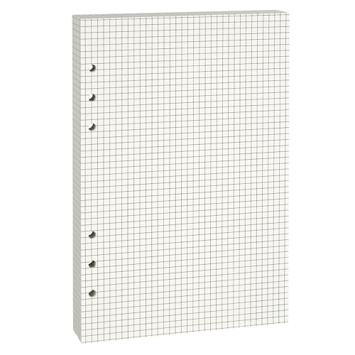 Beige A5 6-Hole Grid-Ruled Loose Leaf Refill Paper(Pre-Punched) Fits A5 6-Ring Binder, 100GSM Thick No Bleed-through Sheets, Double Sided Writing for Fountain Pen & Gel Pen - size: Grid-A5