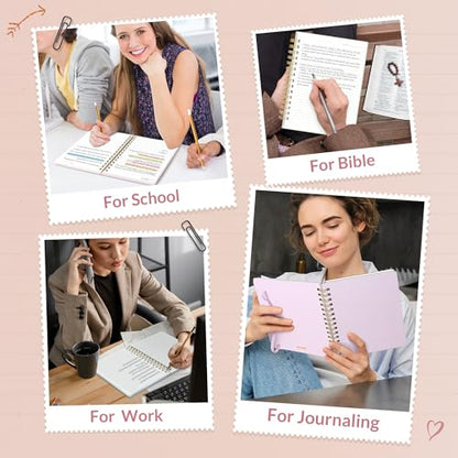 SUNEE Lined Spiral Journal Notebook for Women, 146 Pages College Ruled Hardcover Journaling Notebook for Work, Note Taking and Office School Supplies, A5 - Pink - color: Pink
