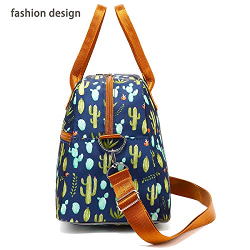 FlowFly Insulated Lunch Bag With Shoulder Strap for Women, Men, and Kids, Large and Reusable, Handle, Freezable Work and School Travel Tote and Meal Prep Organizer,Cactus - color: Cactus