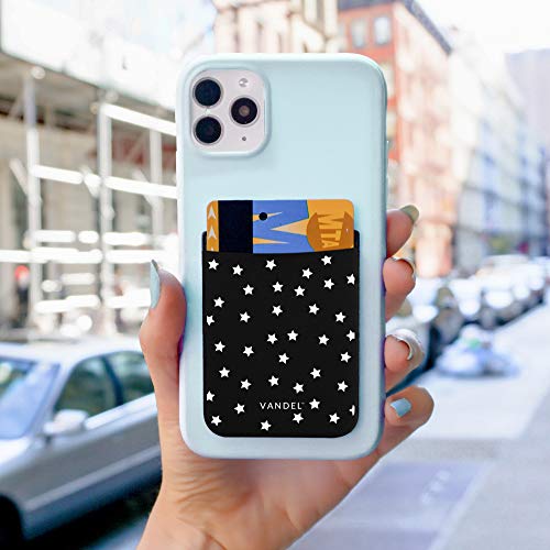 VANDEL Pocket – Stick-On Fabric Phone Wallet Stick On for Women, Cute Credit Card Holder for Phone Case, Back of Phone Fabric Sleeve for iPhone Pocket, Stretchy Wallet Phone Case - color: Night Sky