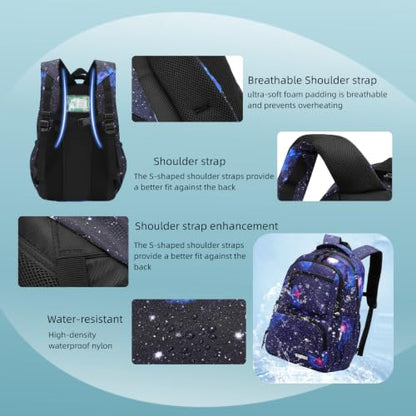 VIDOSCLA Galaxy Kids Rolling Backpack for Boys Primary Students Wheeled Bookbags for School - color: A#01-blue-galaxcy Single Roling Backpack