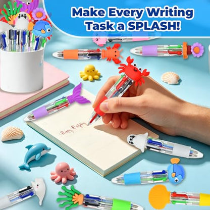 Under the Sea Party Favors Ocean Animals Multicolor Pen in One Cute Fun 4-in-1 Pens Bulk Cool Ballpoint Pens for Birthday Gifts Teacher Supplies (Sea Animal, 12) - style: Sea Animal
