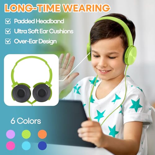 Kids Headphones Bulk 5 Pack for School Classroom K-12, Wholesale Class Set Durable Earphones for Students Children Toddler Teens Boys Girls and Adult (HY450, 5 Mixed) - size: 5 Pack