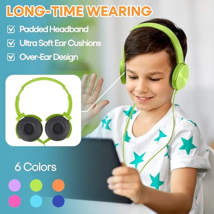 Kids Headphones Bulk 5 Pack for School Classroom K-12, Wholesale Class Set Durable Earphones for Students Children Toddler Teens Boys Girls and Adult (HY450, 5 Mixed) - size: 5 Pack