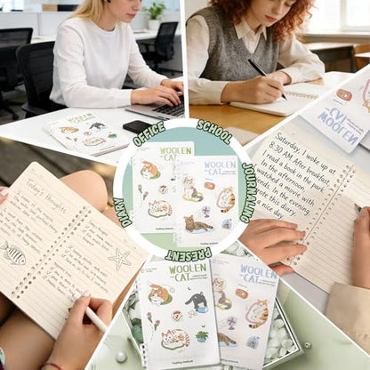 2 Pack Lined Spiral Journal Notebook with Loose Leaf Binder, Cute Cat Theme Spiral Notebook for Women, Office School Work & Note Taking, A5 (7.9"x 5.5") College Ruled Hardcover Notebook, 120 Pages (White-Cat A) - color: White-Cat A